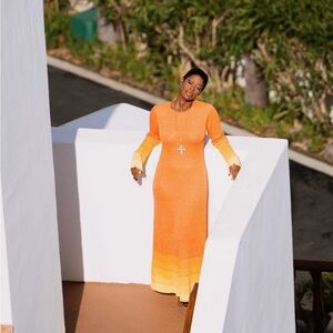 Women’s long sleeve open back maxi dress - Jenee Naylor